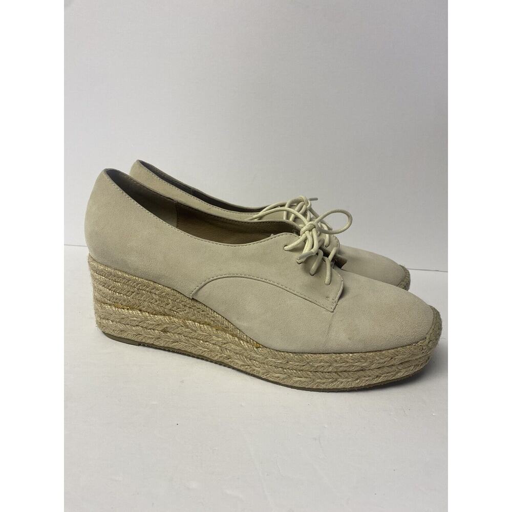 BETTYE MULLER CONCEPTS REGINA DERBY ESPADRILLE LACE UP WEDGES CREAM